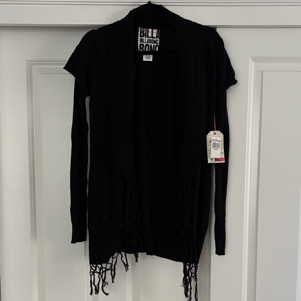 Billabong Women's Black Fringe Cardigan